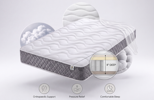 Orthopaedic Sprung Mattress Micro Quilted 8″ Grey Border All Sizes Available