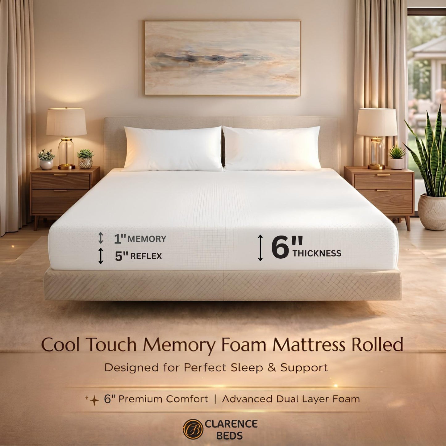 Cool Touch Memory Foam Mattress 15cm Depth